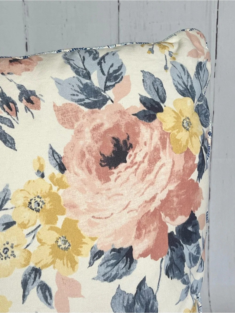 Studio D’Artisan Floral Medallion Reversible Throw Pillows Set of 2 Blush Blue